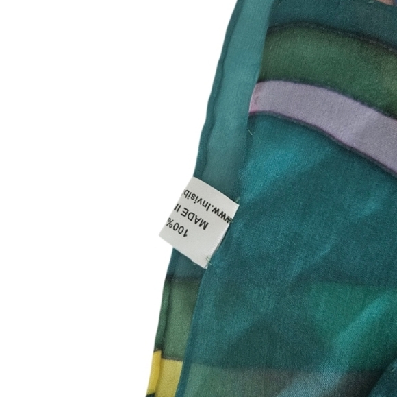 Colorful Abstract 100% Silk Oblong Scarf - Picture 6 of 7